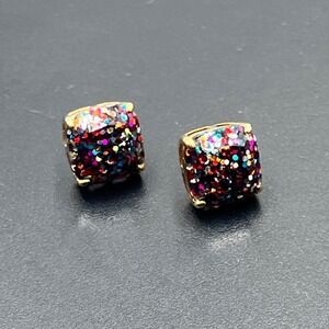 Kate Spade New York Glitter Small .50" Square Stud multicolor glitter finish